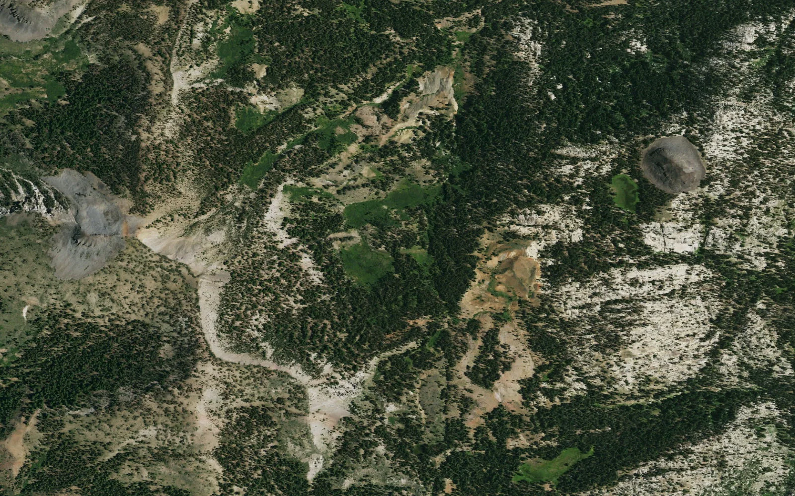 Aerial view centered on Golden Lake camp area