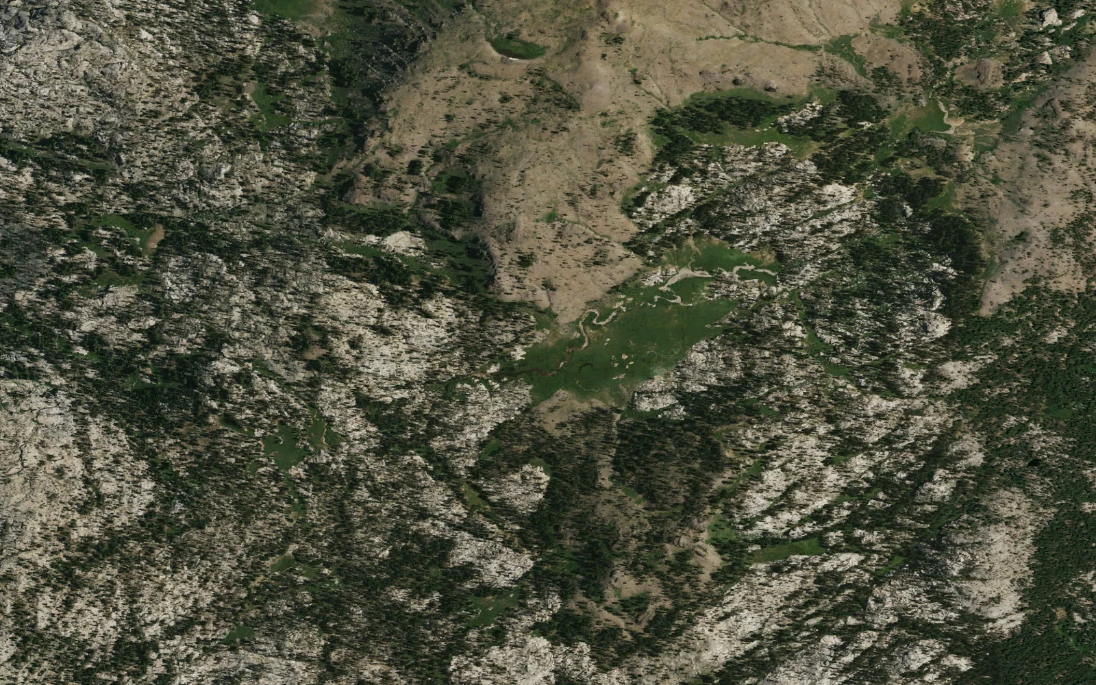 Aerial view centered on Whitesides Meadow camp area
