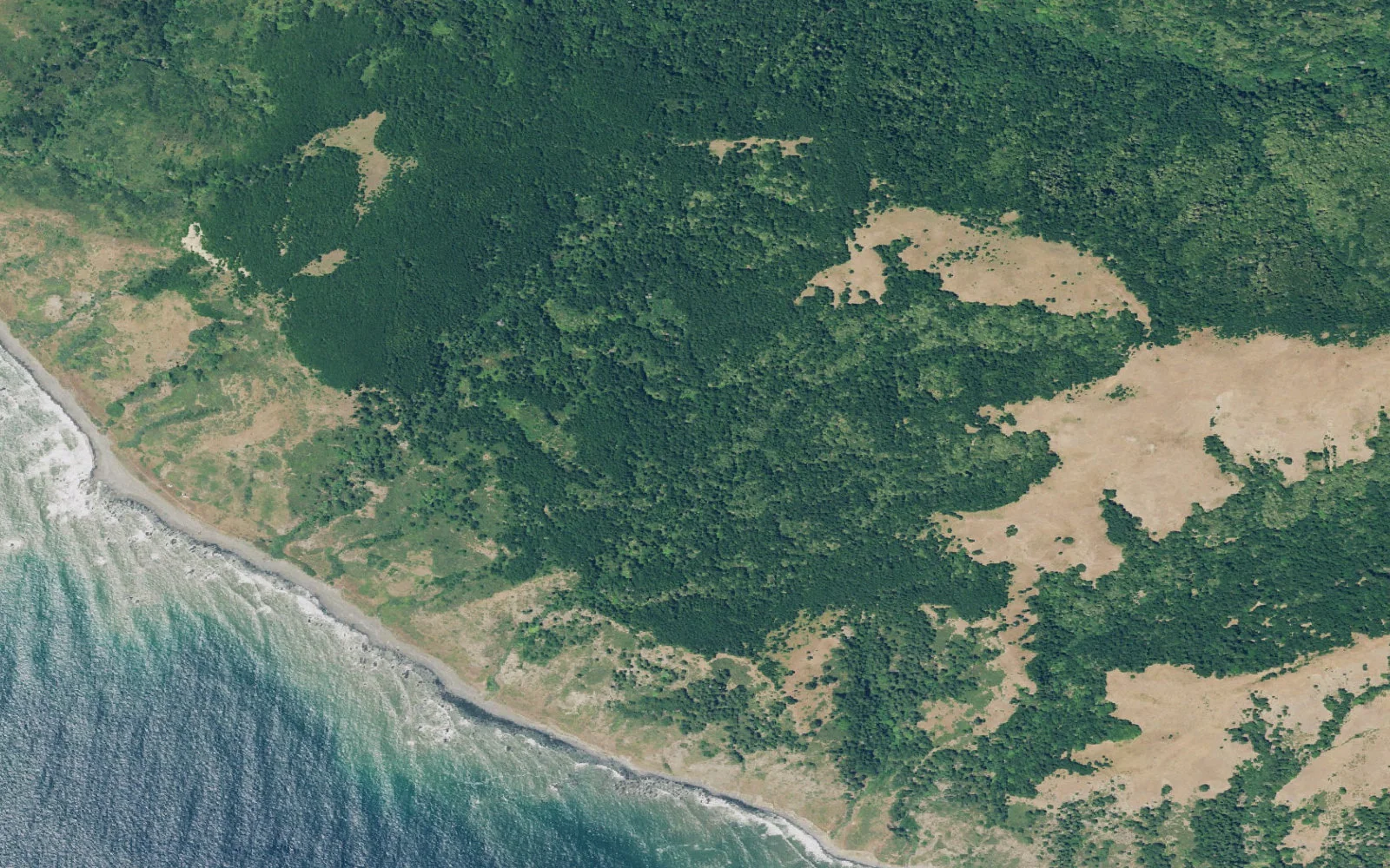 Aerial view centered on North Coast camp area
