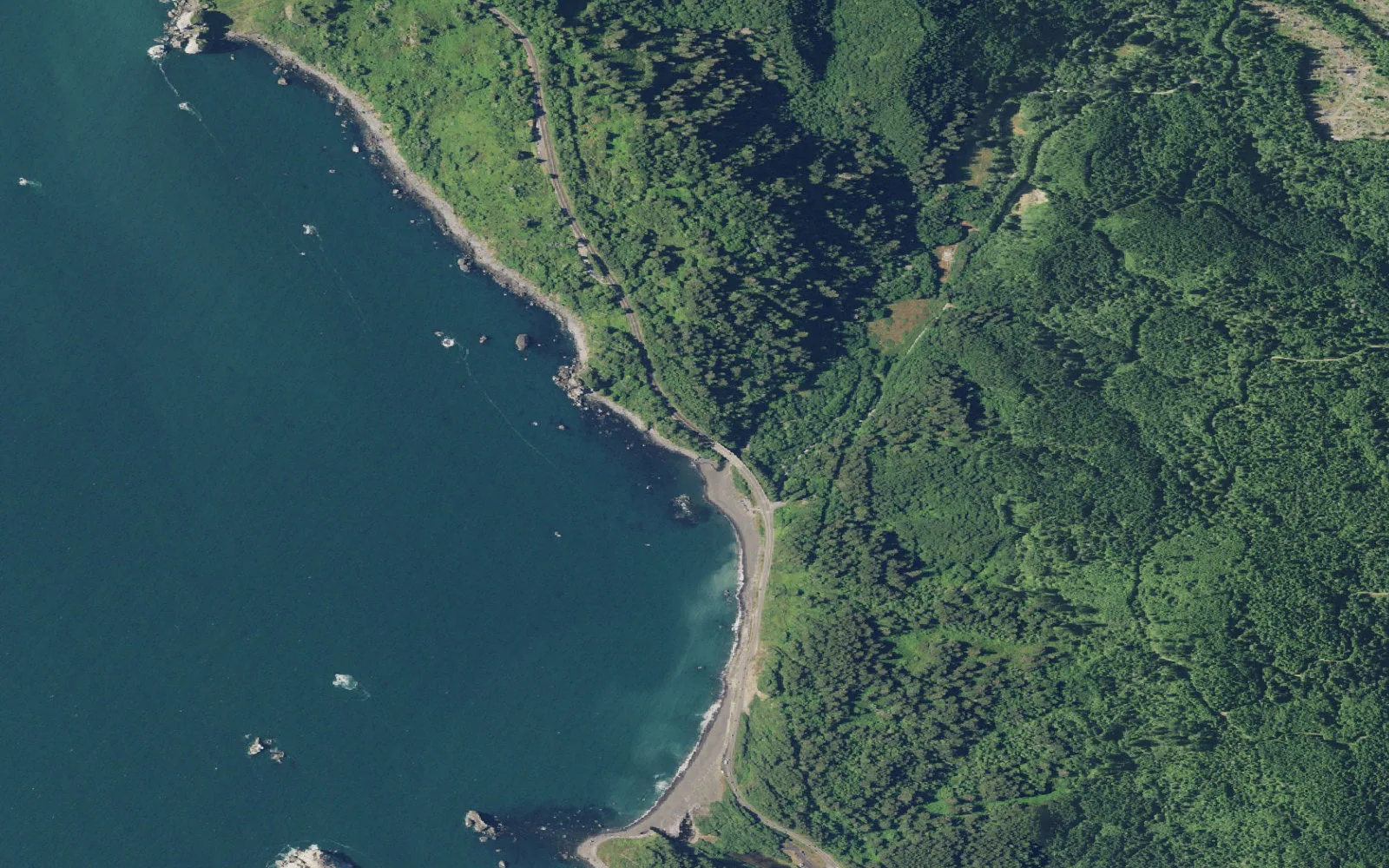 Aerial view centered on DeMartin Camp