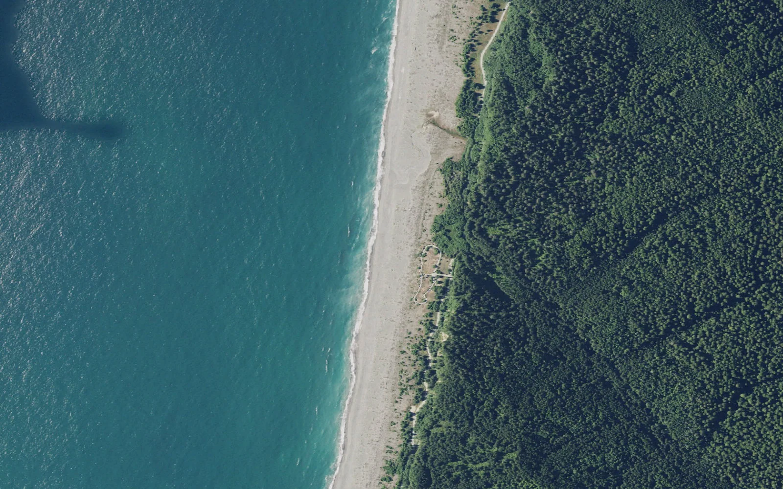 Aerial view centered on Gold Bluffs Beach Hike/Bike Camp