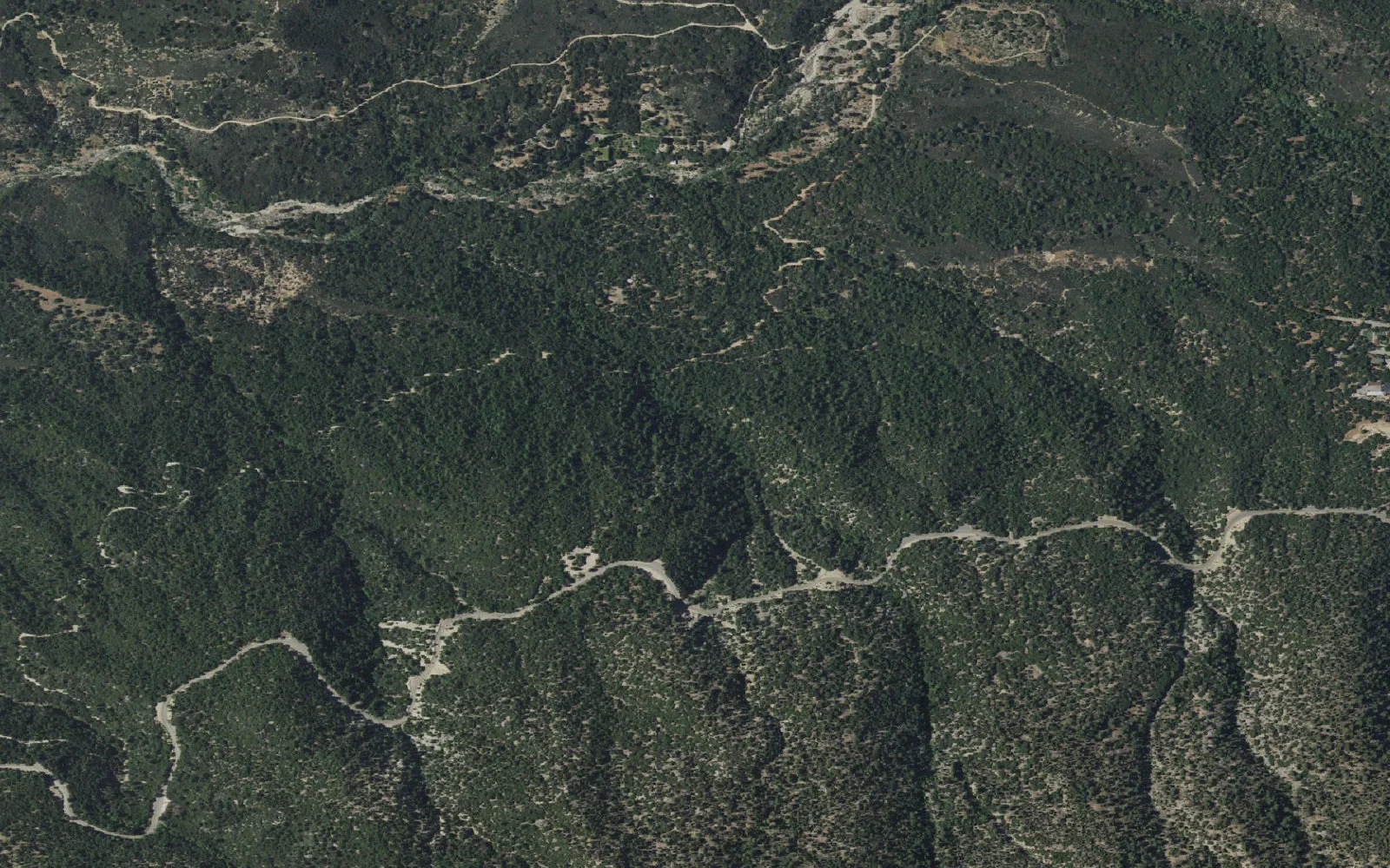 Aerial view centered on Columbine Spring camp area