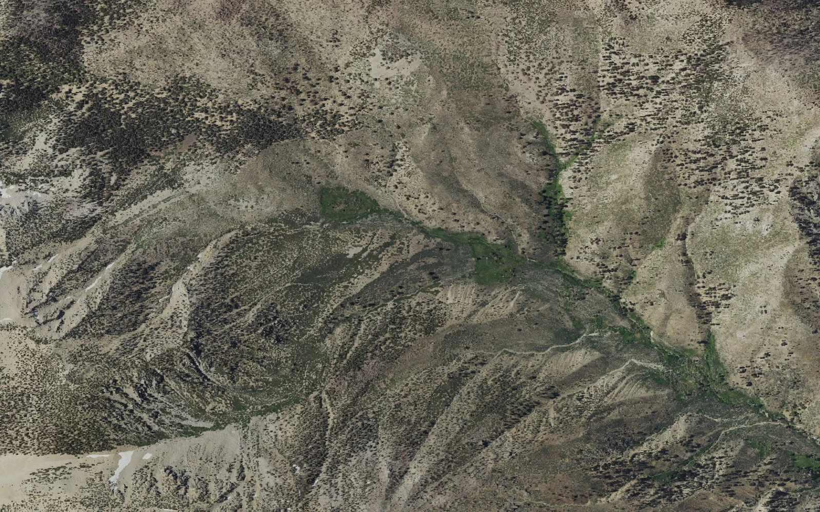 Aerial view centered on Mineshaft Flats camp area