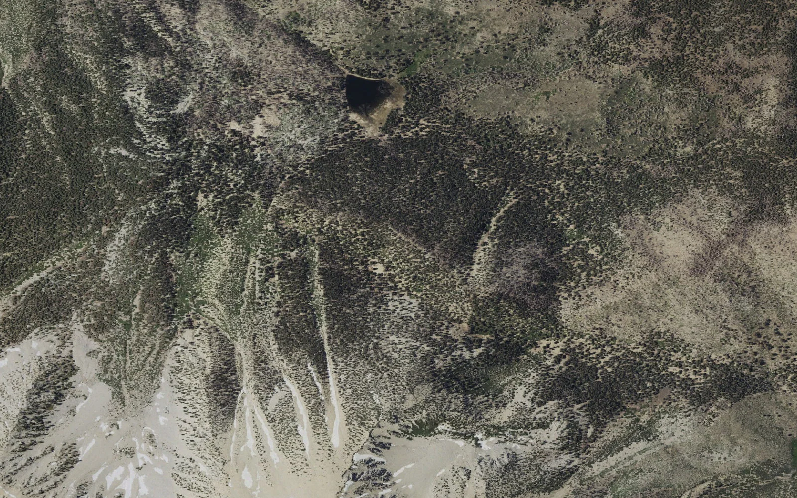 Aerial view centered on Trail Flat Camp