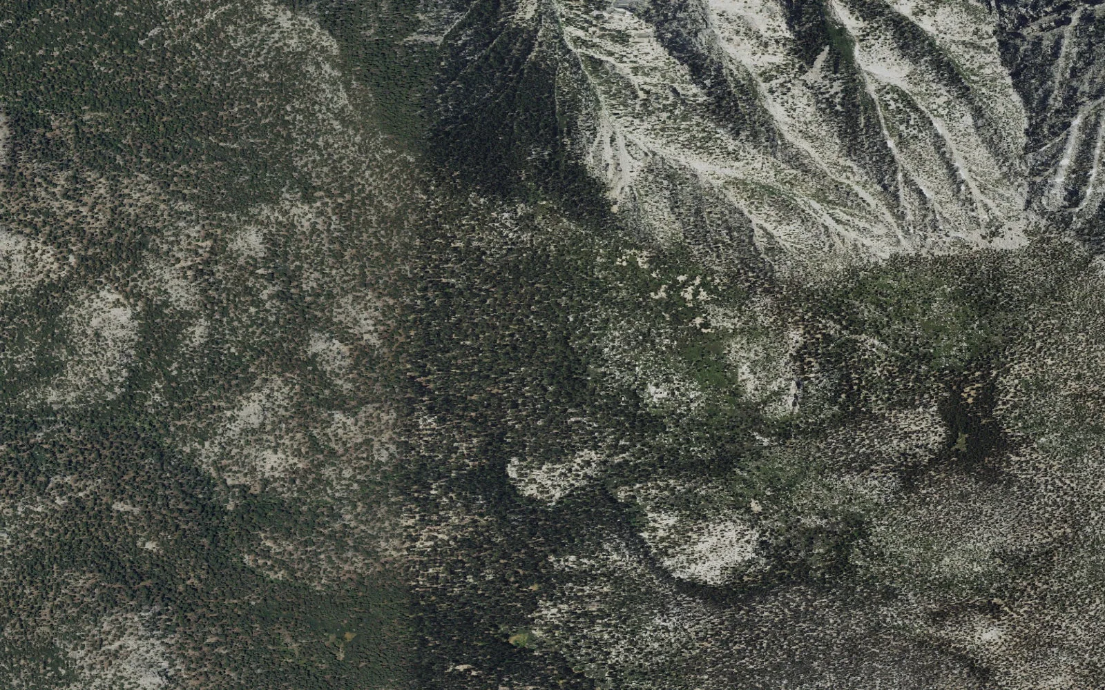 Aerial view centered on Little Round Valley Campground camp area