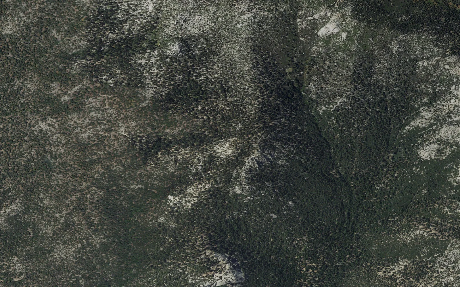 Aerial view centered on Strawberry Junction Campground camp area