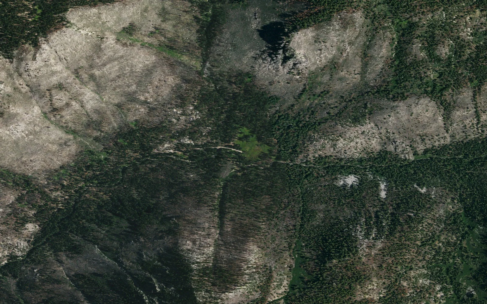 Aerial view centered on Clark Fork Trailhead