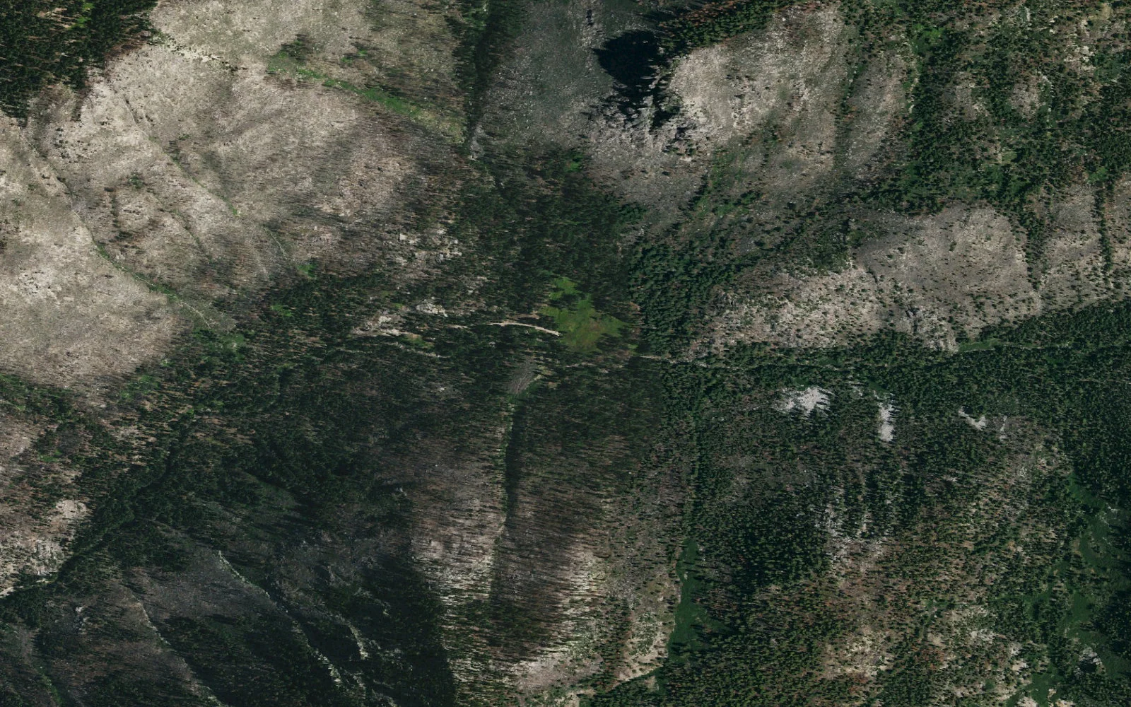Aerial view centered on Disaster Creek Trailhead