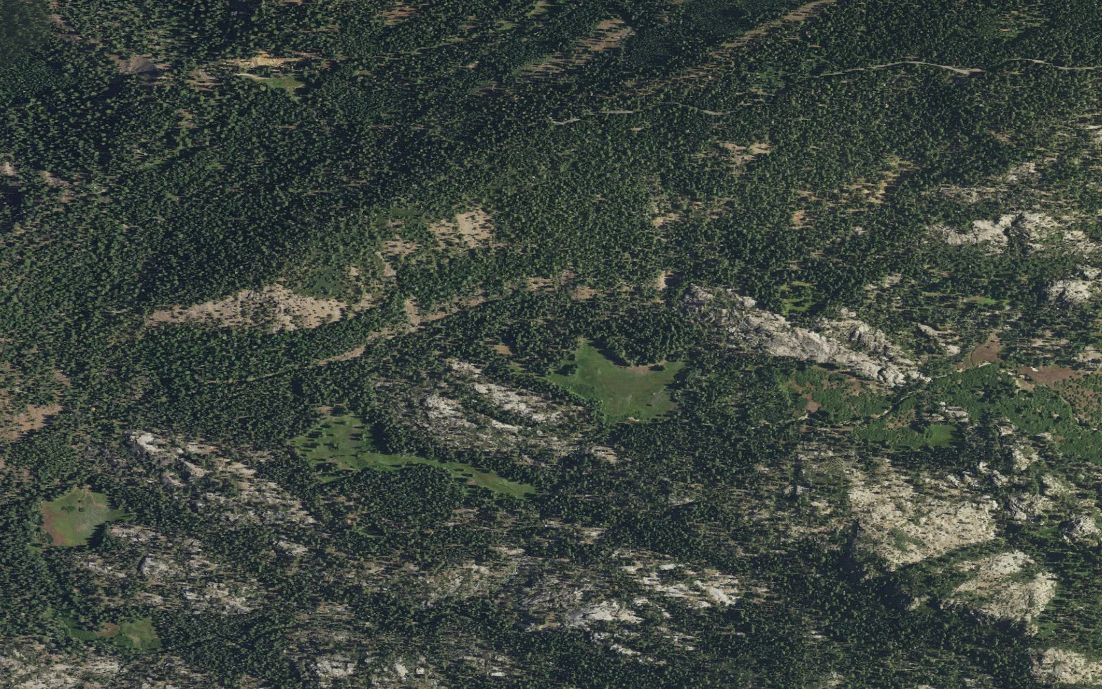 Aerial view centered on Bell Meadow Trailhead
