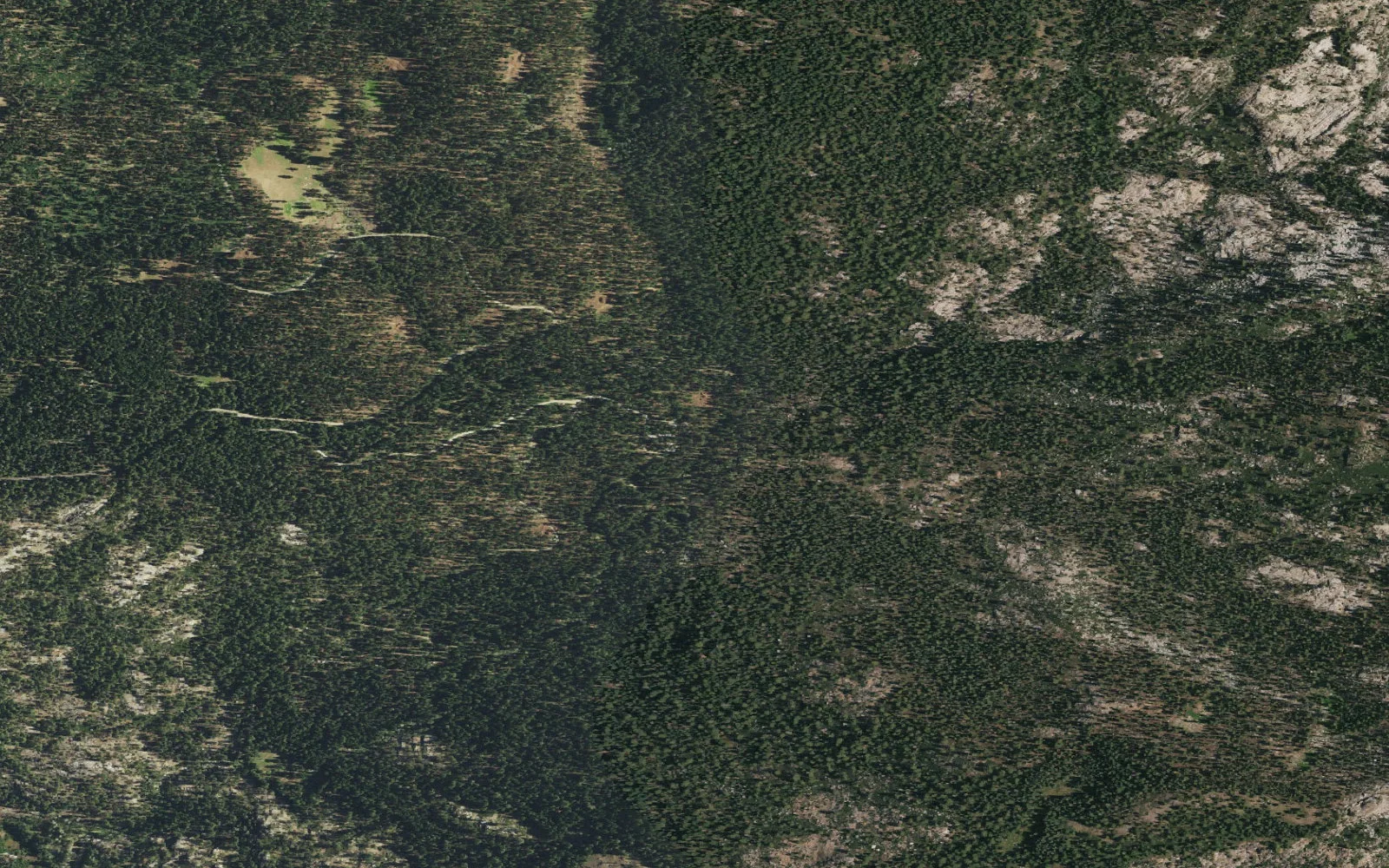 Aerial view centered on Crabtree Trailhead