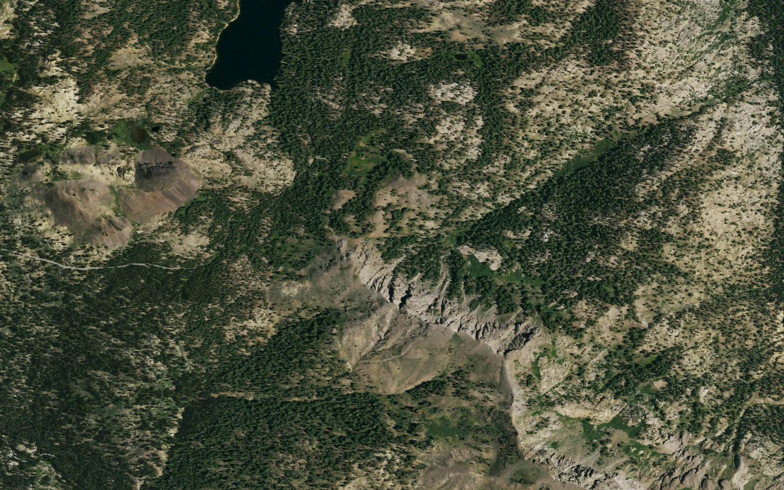 Aerial view centered on Ebbetts Pass Trailhead