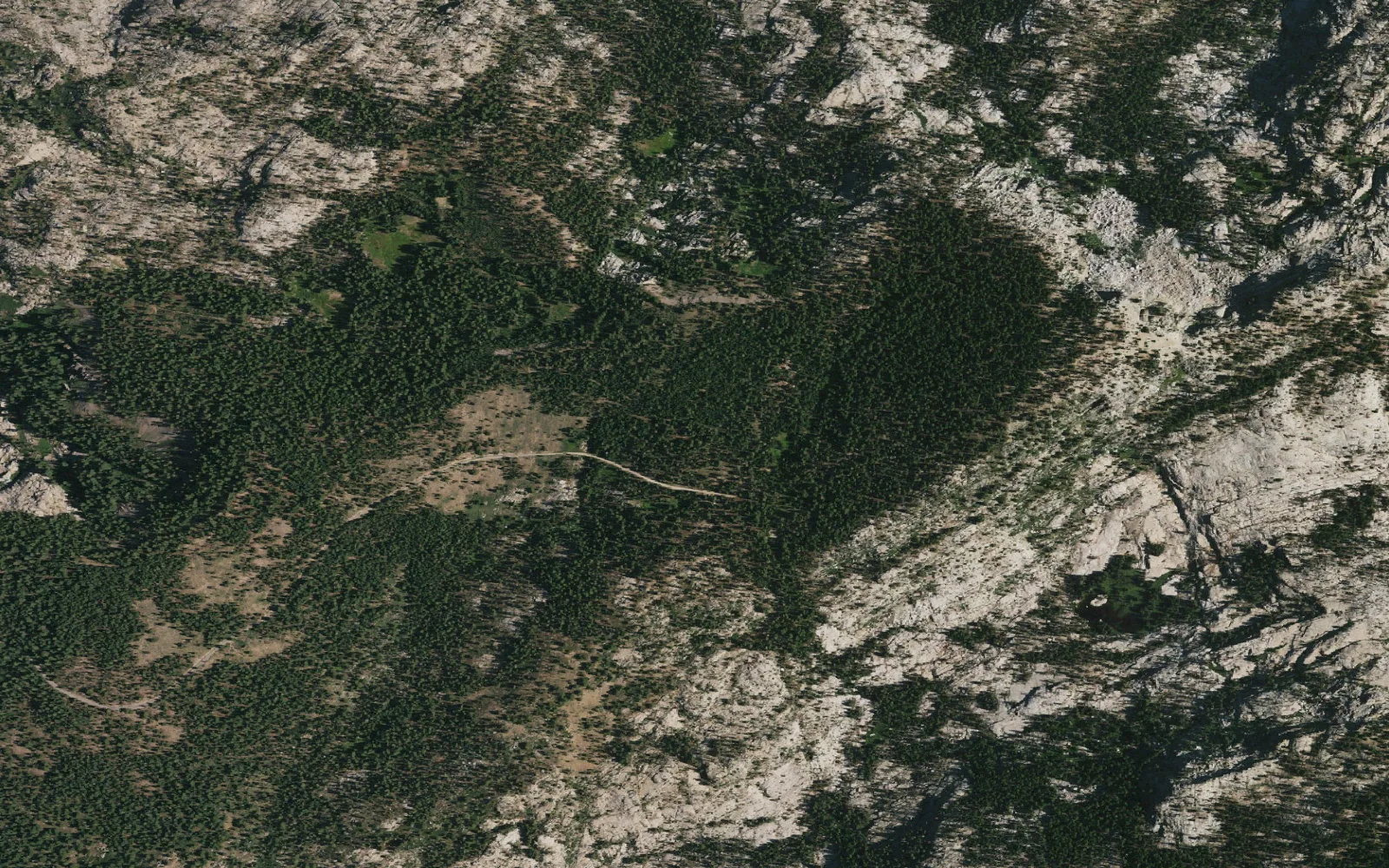 Aerial view centered on Gianelli Cabin Trailhead
