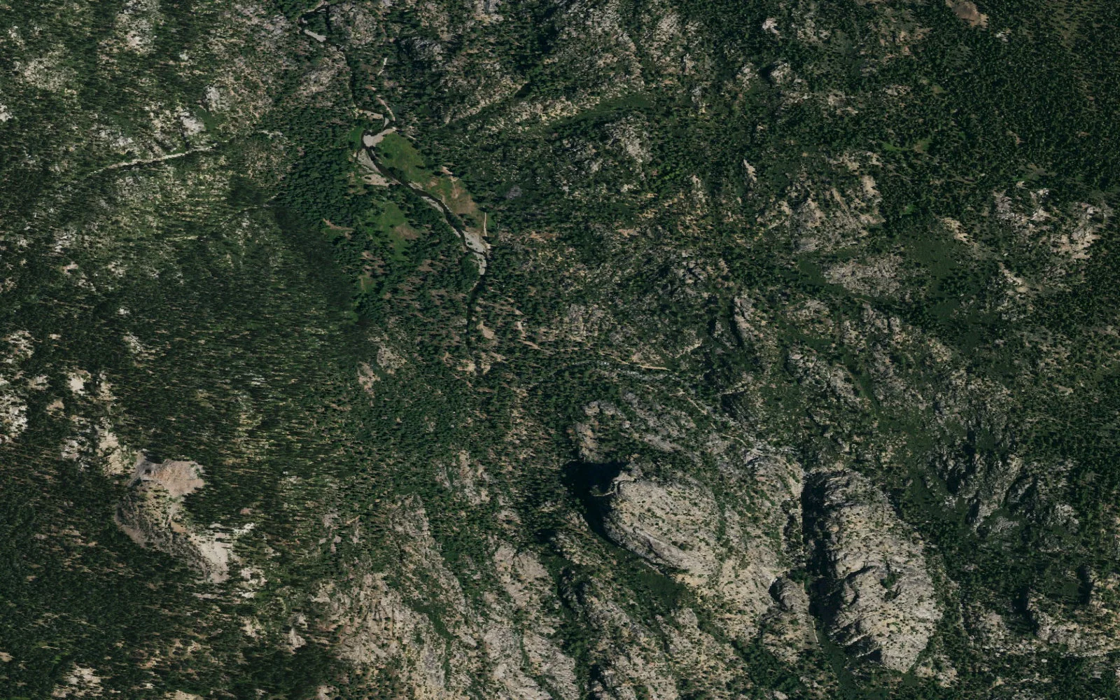 Aerial view centered on Kennedy Meadows North Trailhead