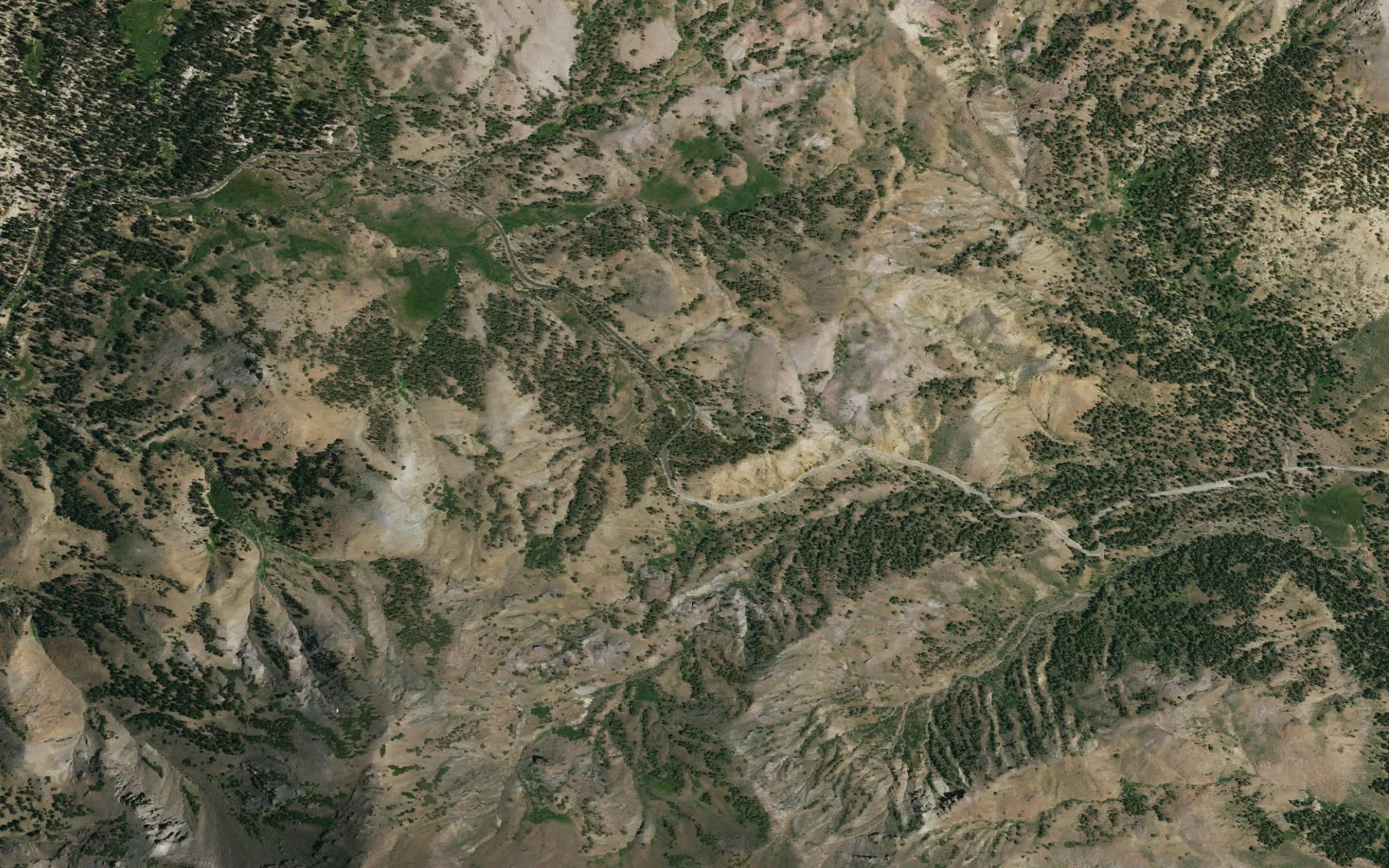 Aerial view centered on Sonora Pass Trailhead