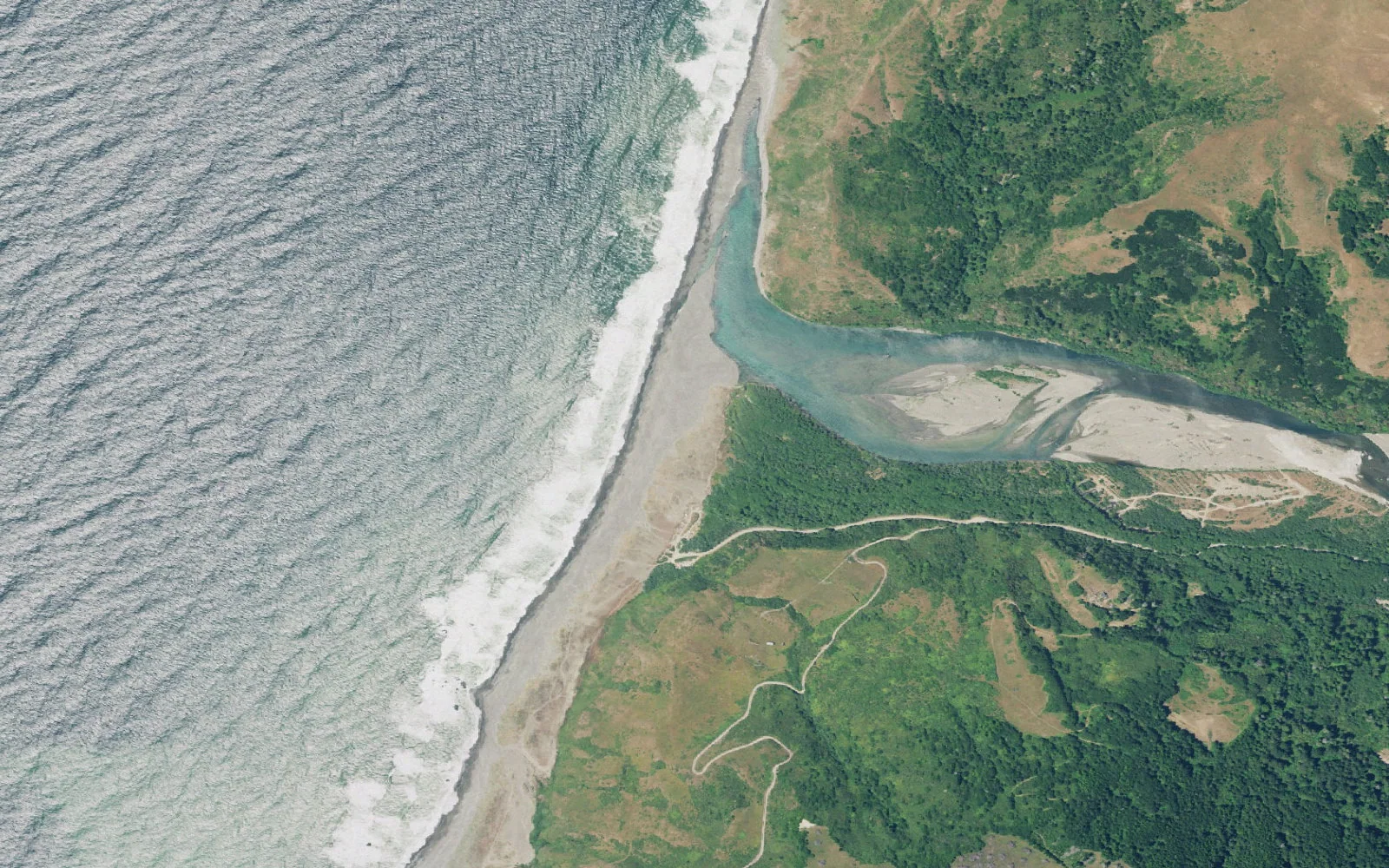Aerial view centered on Mattole Trailhead