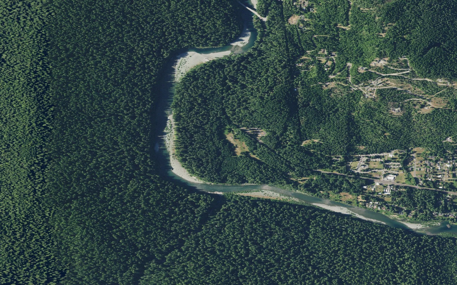 Aerial view centered on Little Bald Hills Trailhead