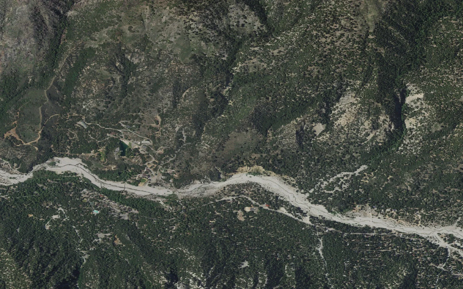 Aerial view centered on Momyer Creek Trailhead