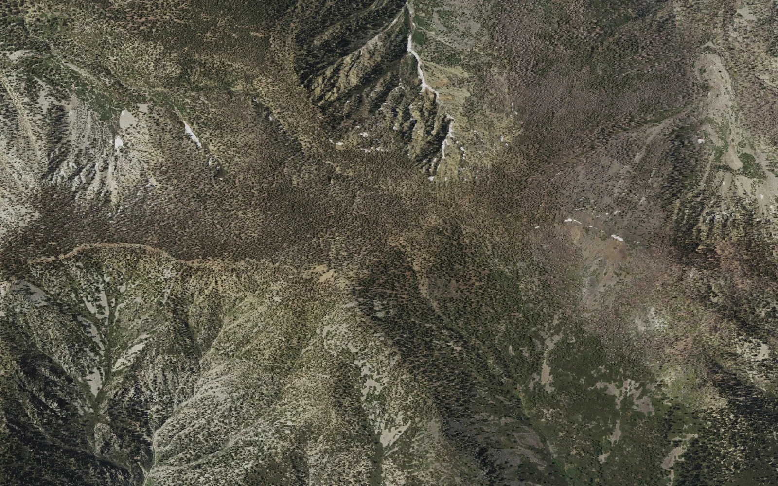 Aerial view centered on South Fork Trailhead