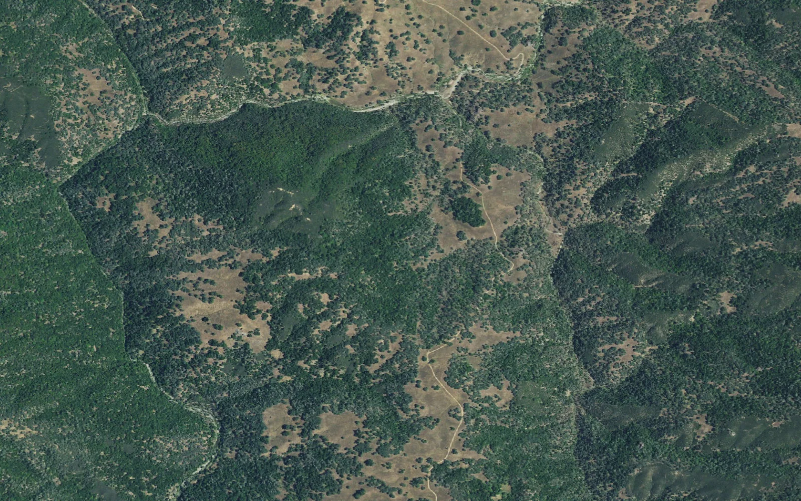 Aerial view centered on Lost Spring camp area