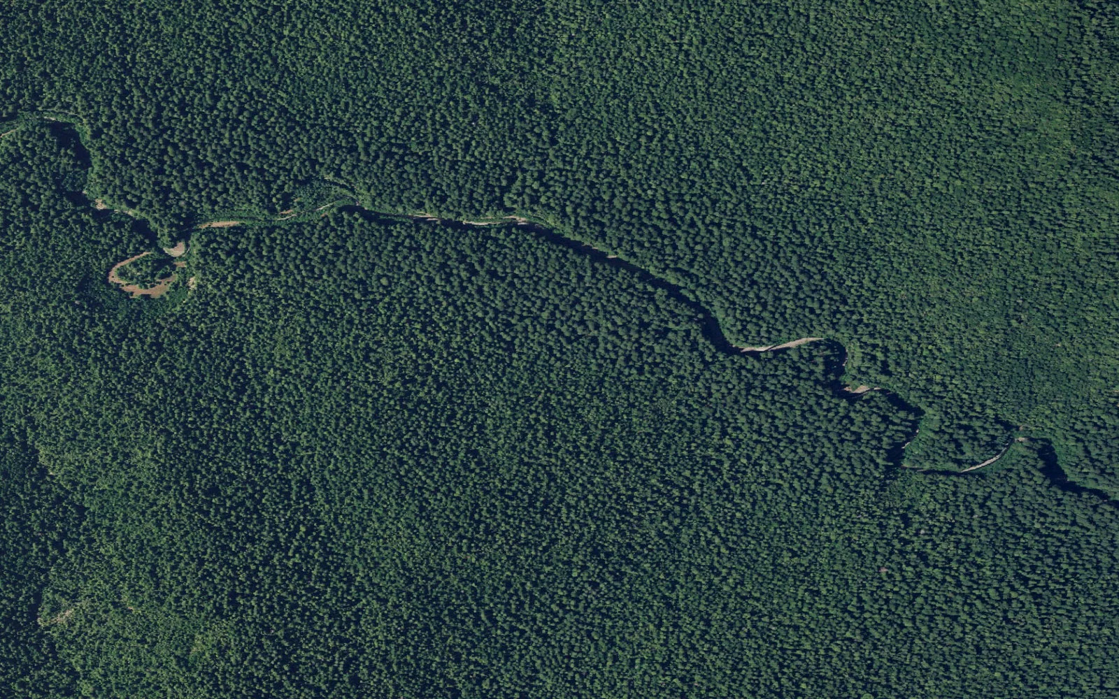 Aerial view centered on Whiskey Flat Camp