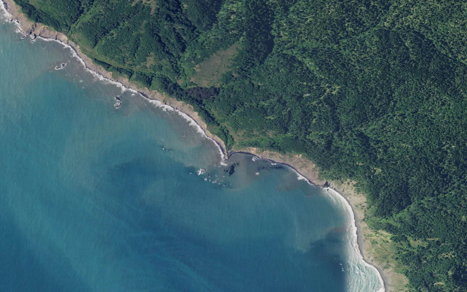 Aerial view centered on Bear Harbor Camp