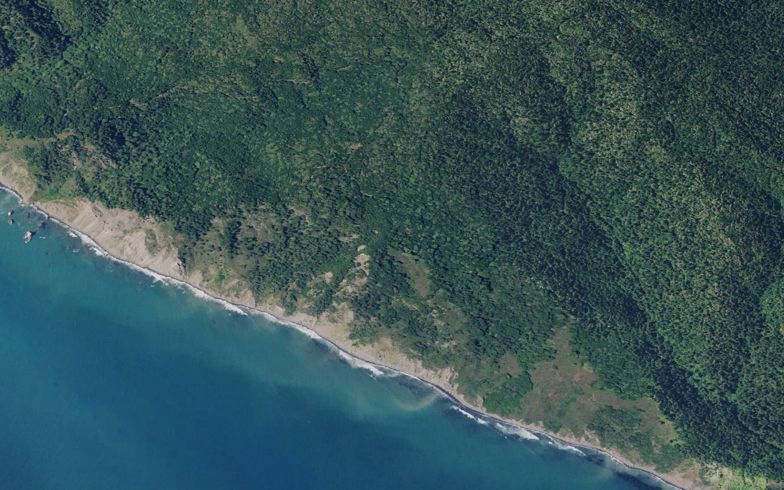 Aerial view centered on Usal Beach Camp