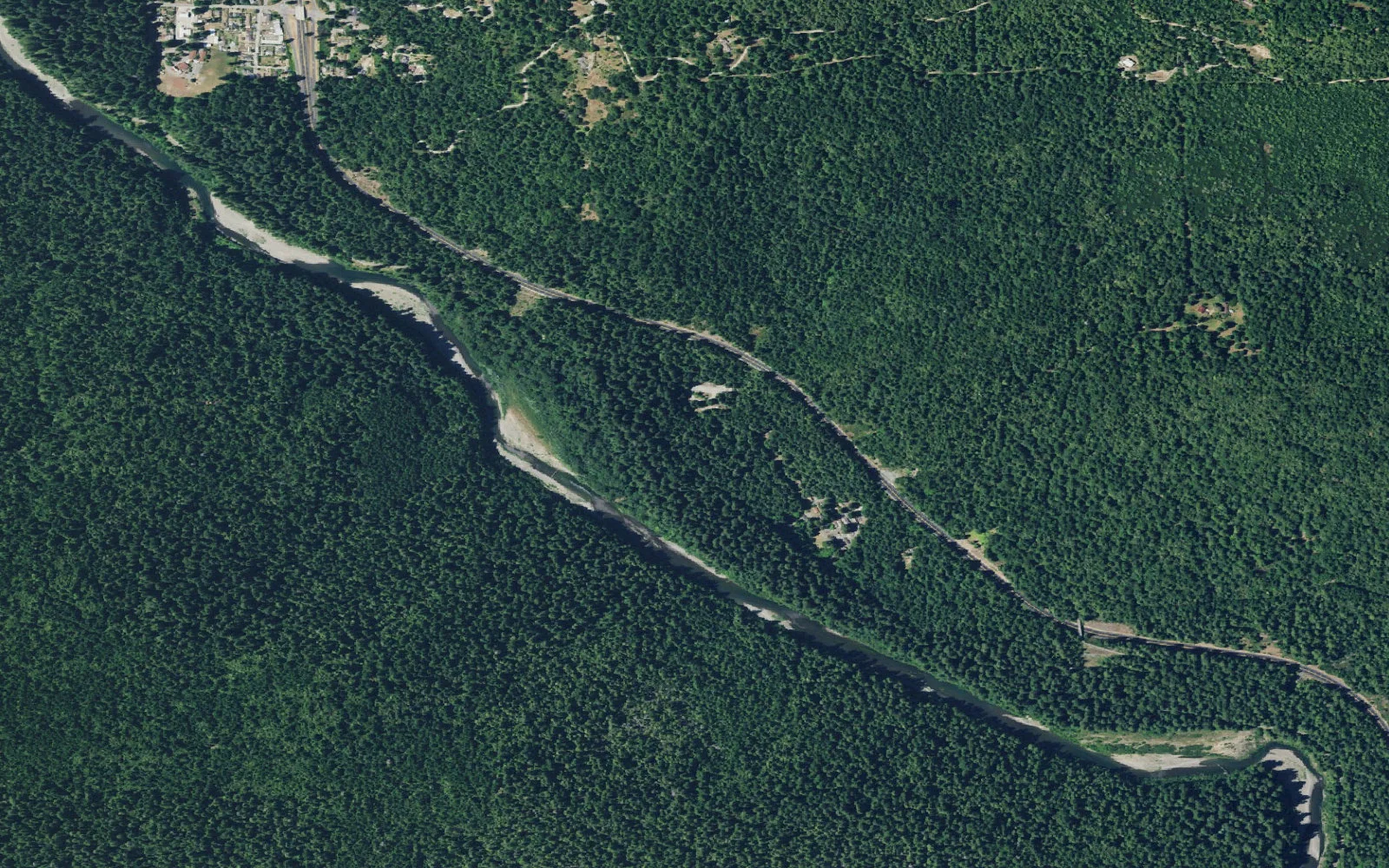 Aerial view centered on Burlington Trailhead