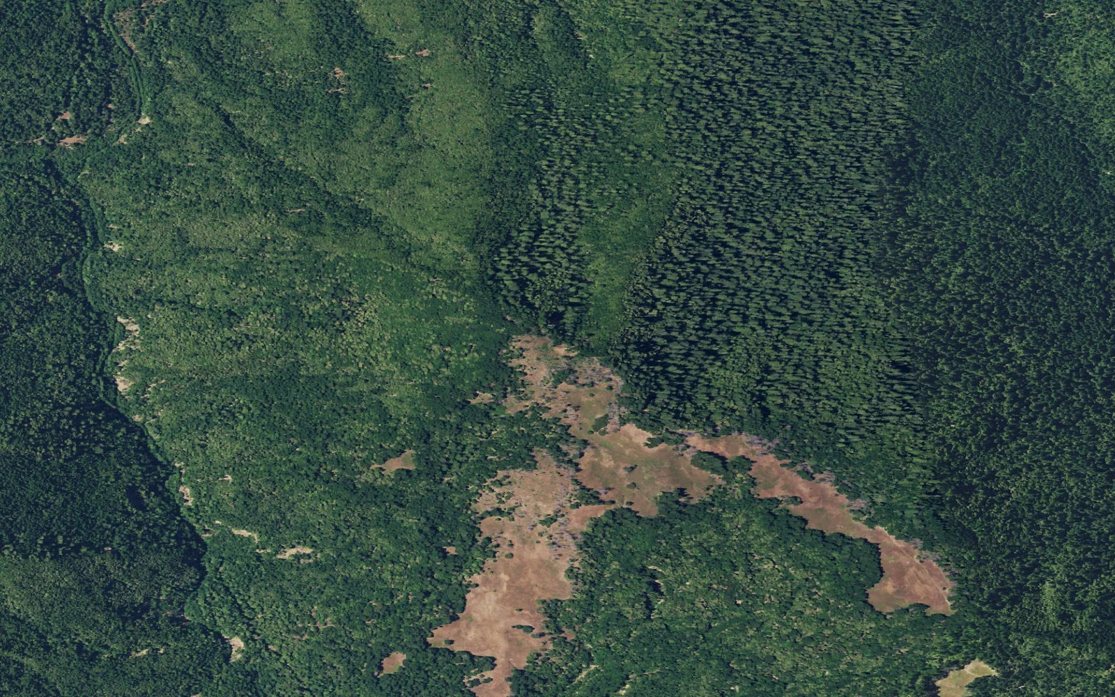 Aerial view centered on Hansen Ridge Trailhead