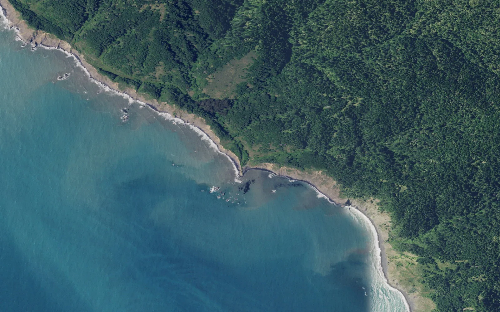 Aerial view centered on Bear Harbor Trailhead