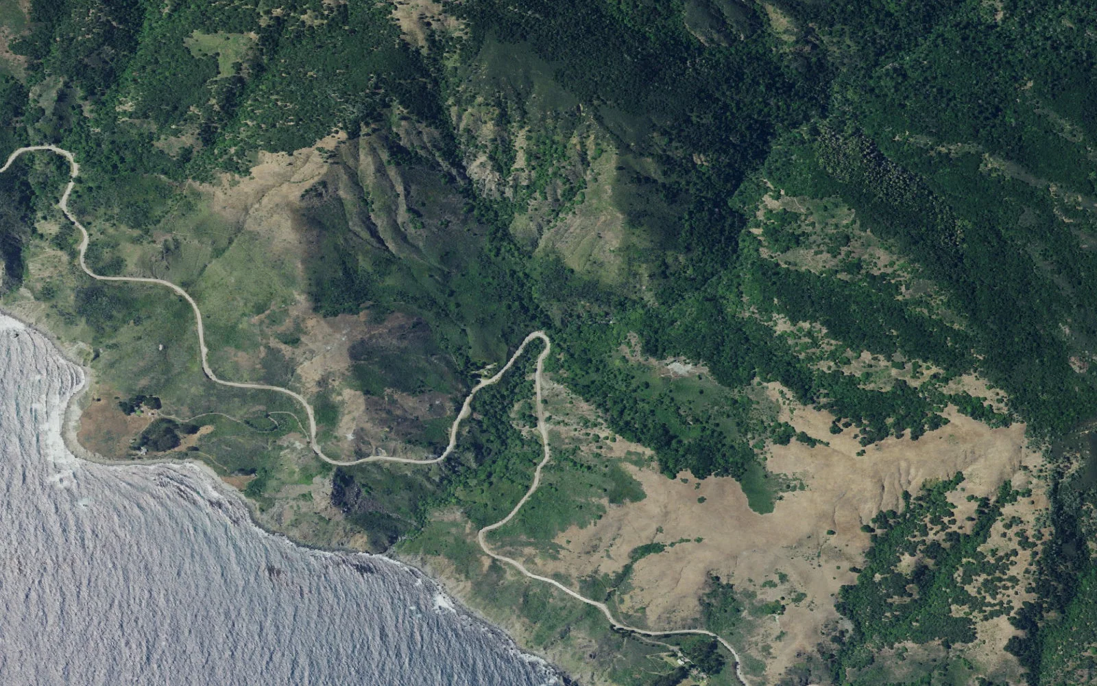 Aerial view centered on Salmon Creek Trailhead