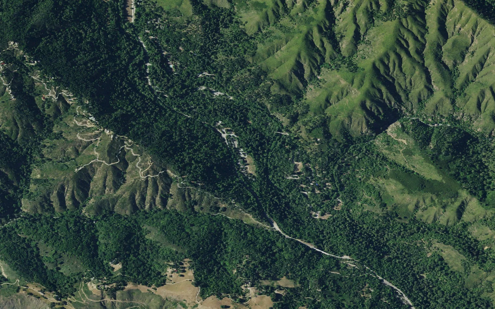 Aerial view centered on Pine Ridge Trailhead