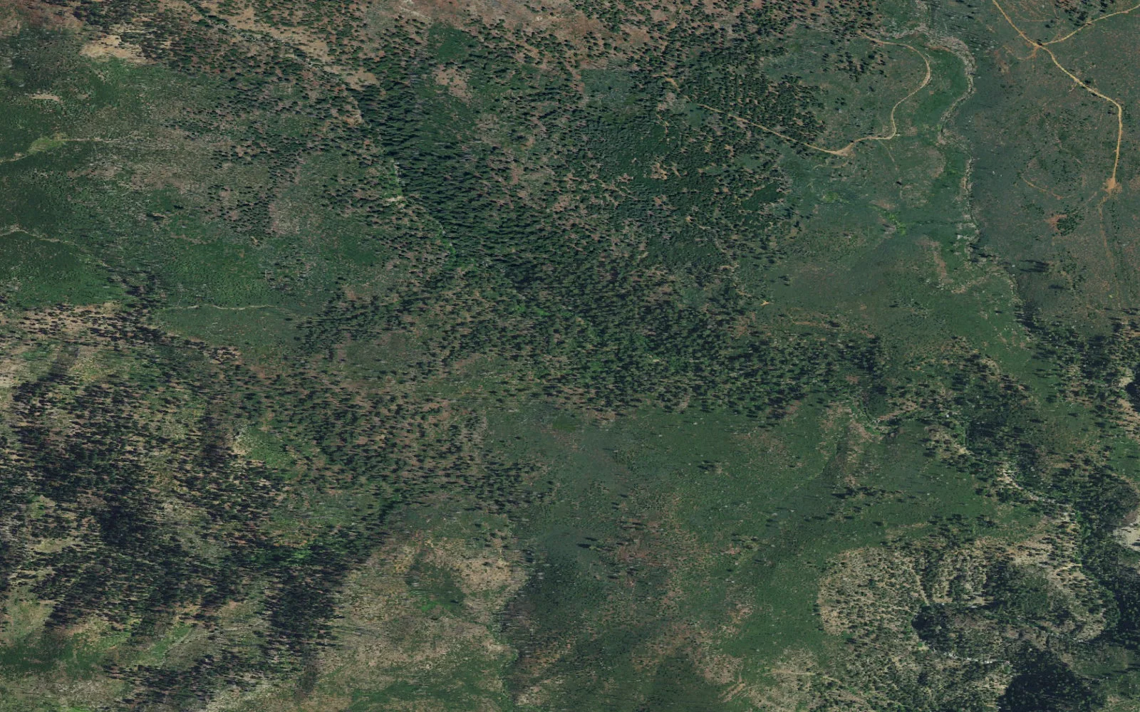 Aerial view centered on Belden Lower Backcountry Zone camp area