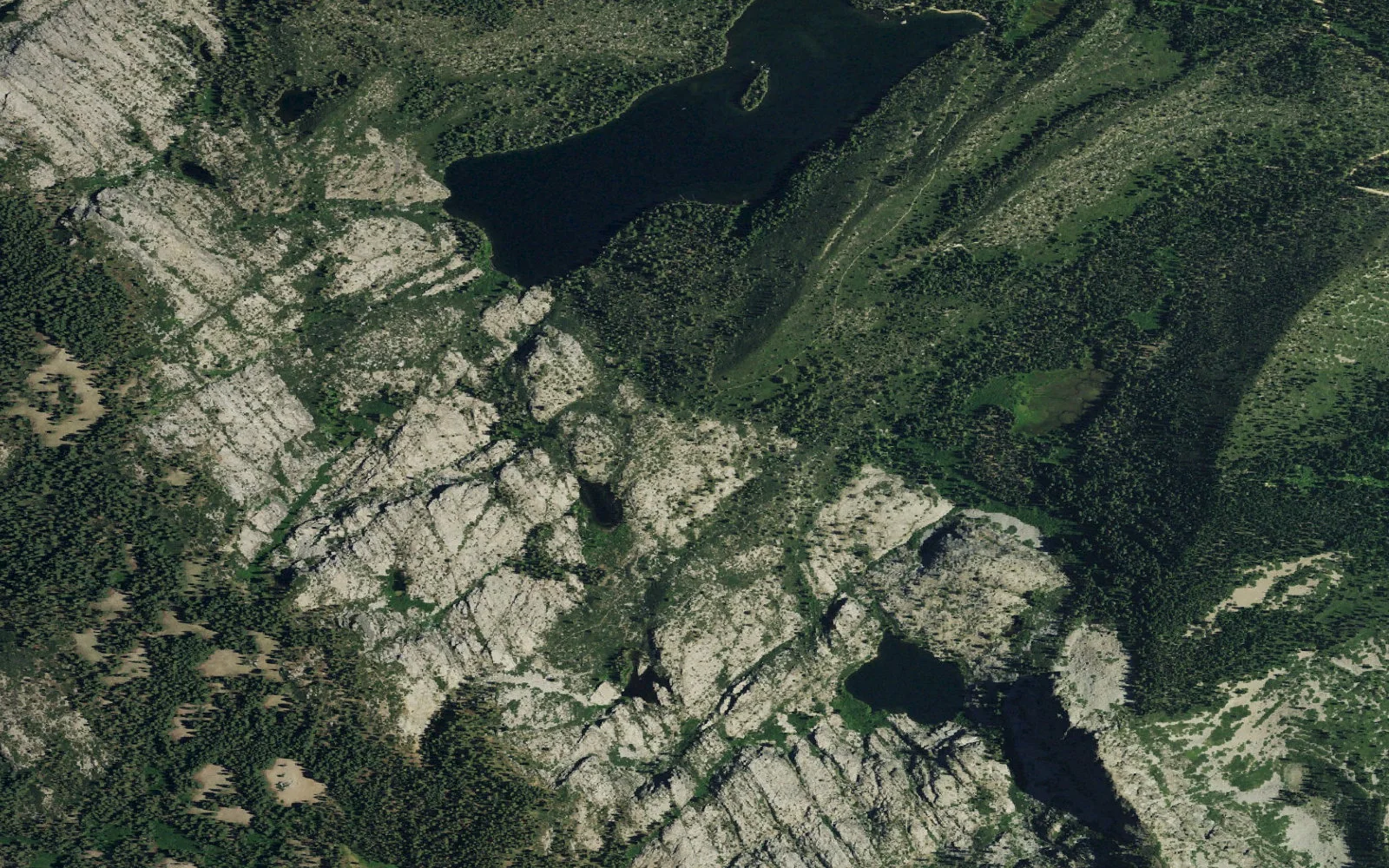 Aerial view centered on Granite Gap Backcountry Zone camp area