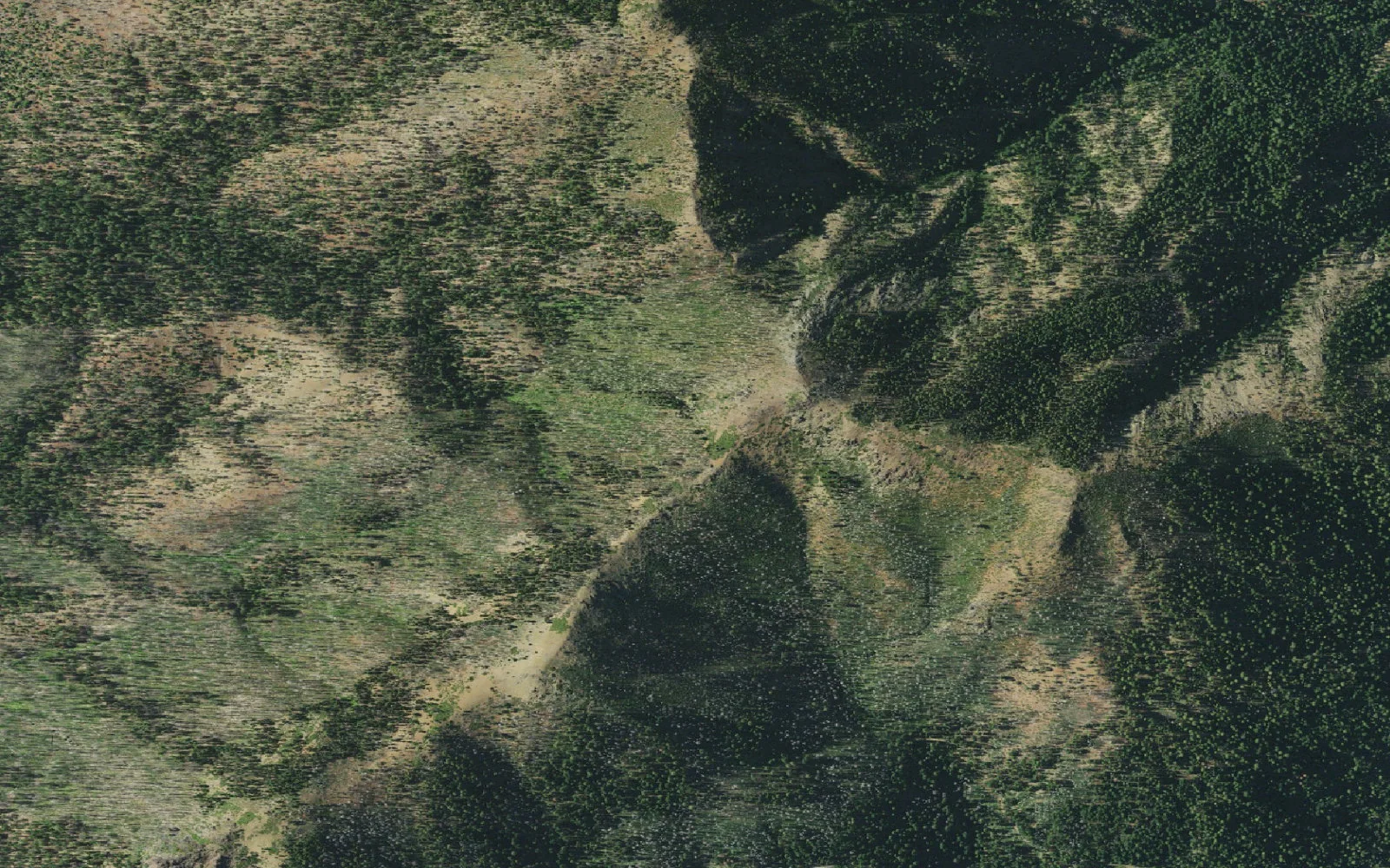 Aerial view centered on Chanchelulla Divide Backcountry Zone camp area
