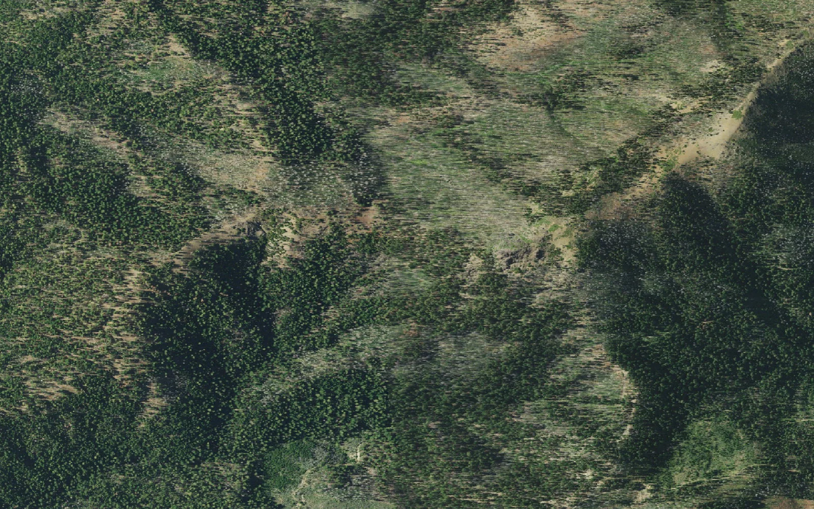 Aerial view centered on Chanchelulla Gulch East Backcountry Zone camp area