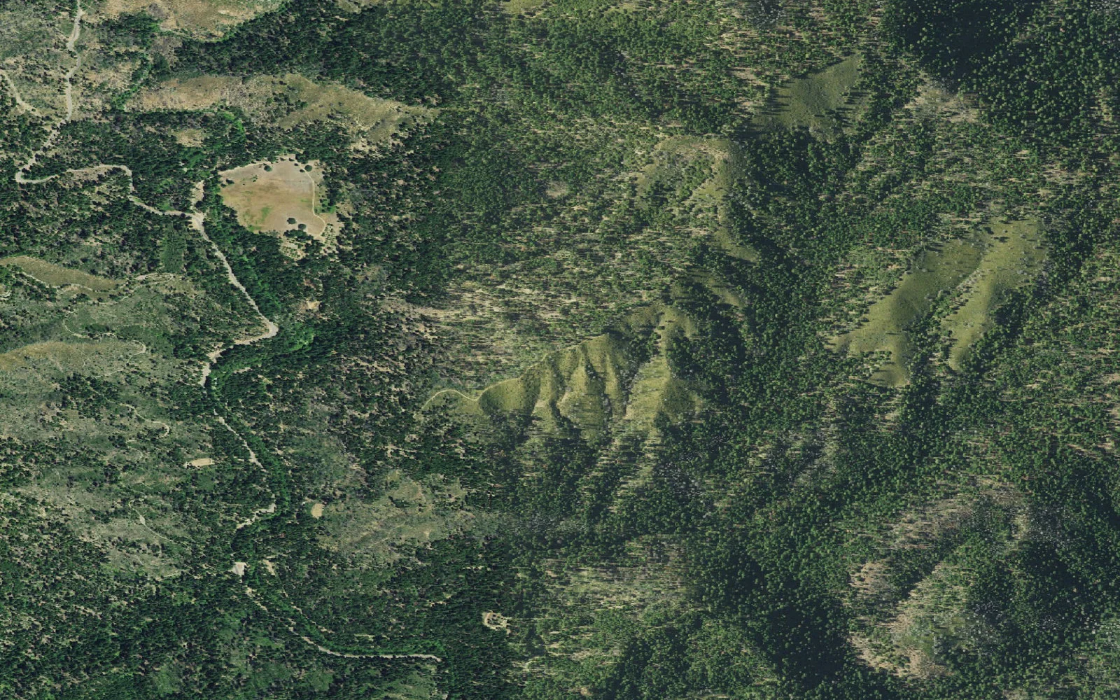 Aerial view centered on Chanchelulla Gulch West Backcountry Zone camp area