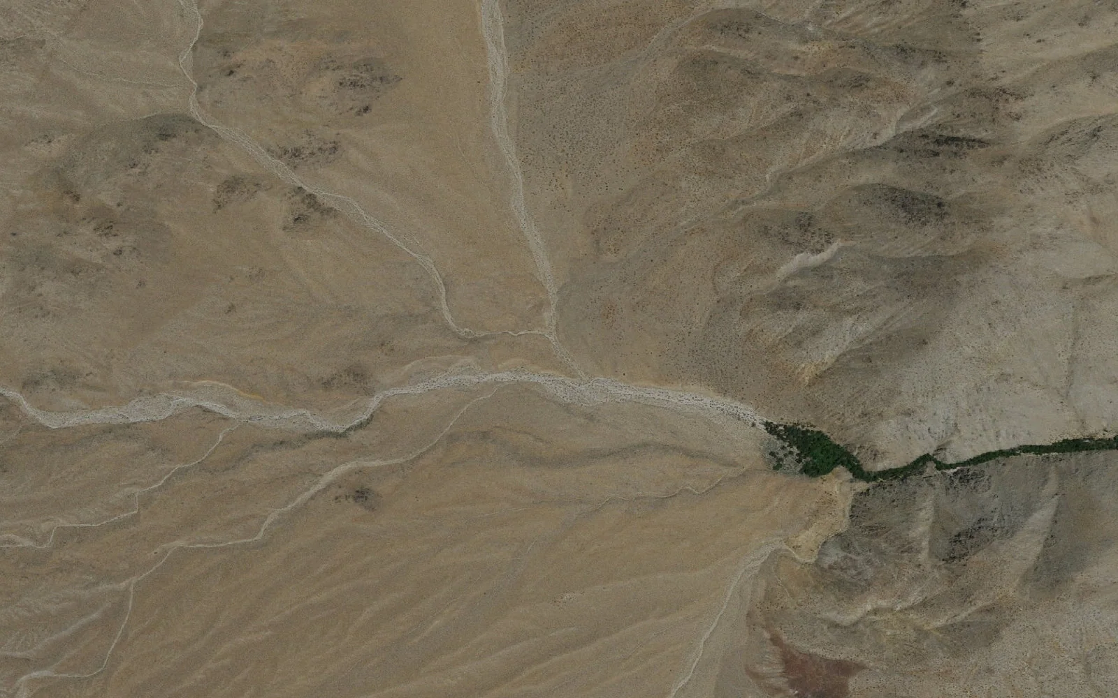 Aerial view centered on Cottonwood Canyon Permit Zone camp area