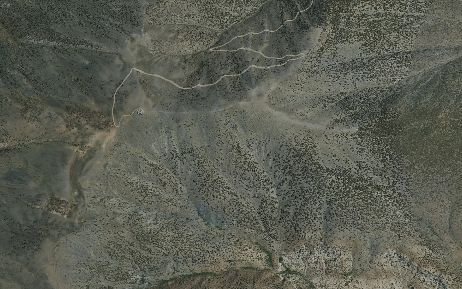 Aerial view centered on Telescope Ridge Backcountry Zone camp area