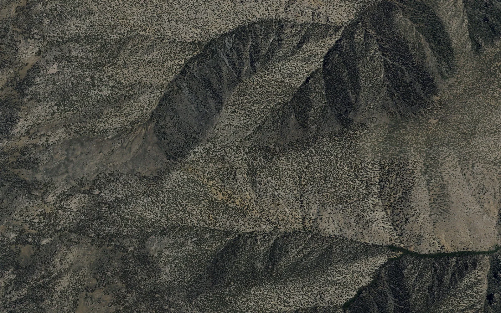 Aerial view centered on Pat Keyes Spring East Backcountry Zone camp area