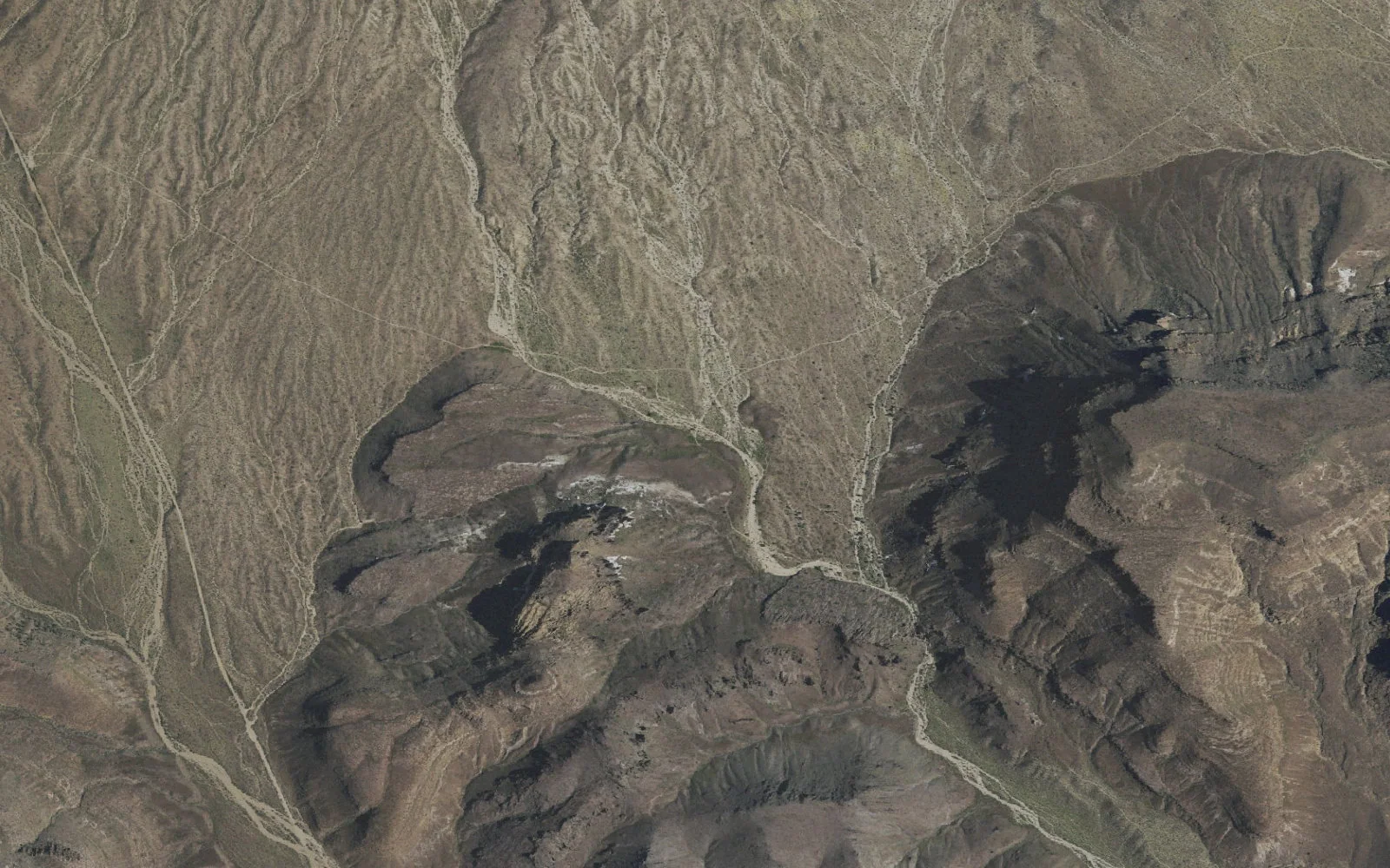 Aerial view centered on Barber Peak West Backcountry Zone camp area