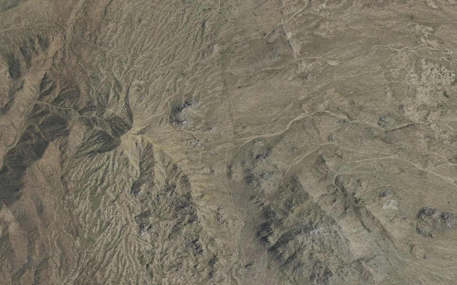 Aerial view centered on Mid Hills Central Backcountry Zone camp area