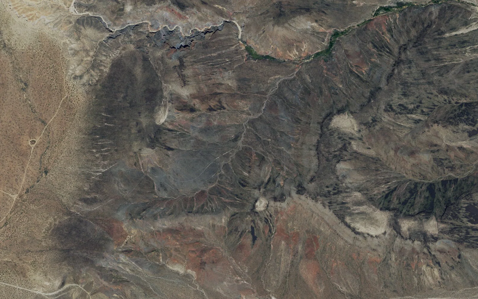 Aerial view centered on Piute Canyon Central Backcountry Zone camp area