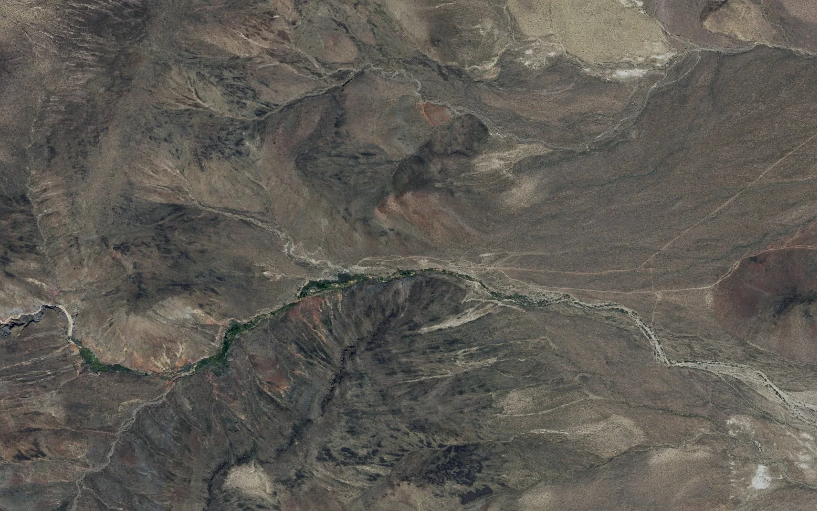 Aerial view centered on Piute Gorge Backcountry Zone camp area