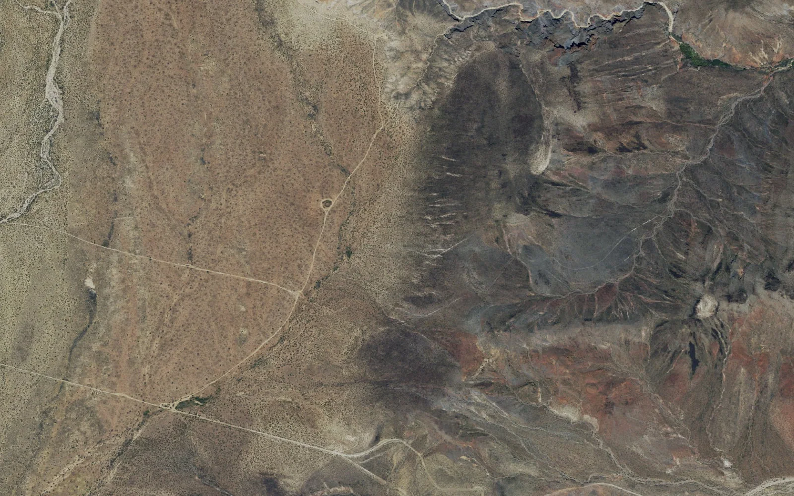 Aerial view centered on Piute Canyon West Backcountry Zone camp area