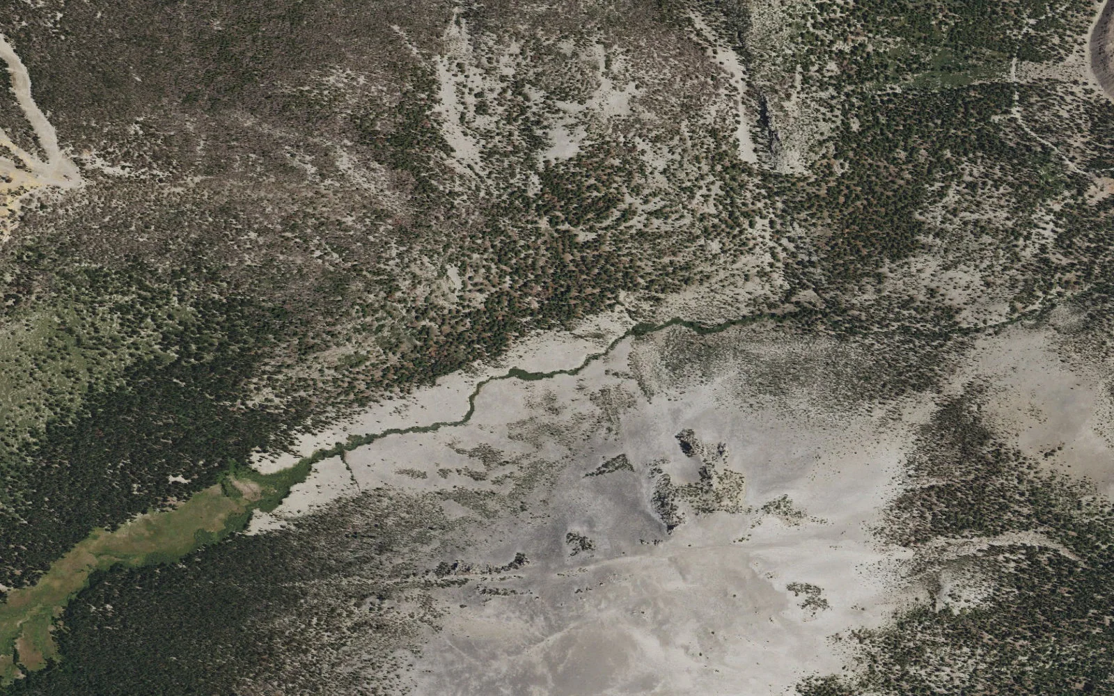 Aerial view centered on Glass Creek Meadow Lower Backcountry Zone camp area
