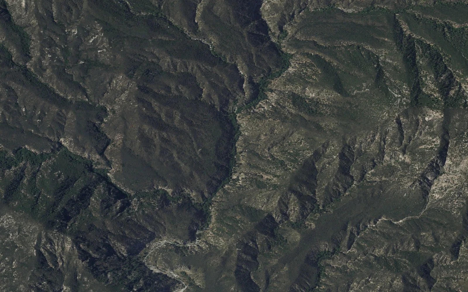 Aerial view centered on Bear Creek Lower Backcountry Zone camp area