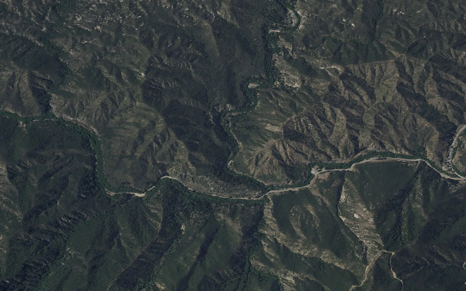 Aerial view centered on Bear Creek South Backcountry Zone camp area