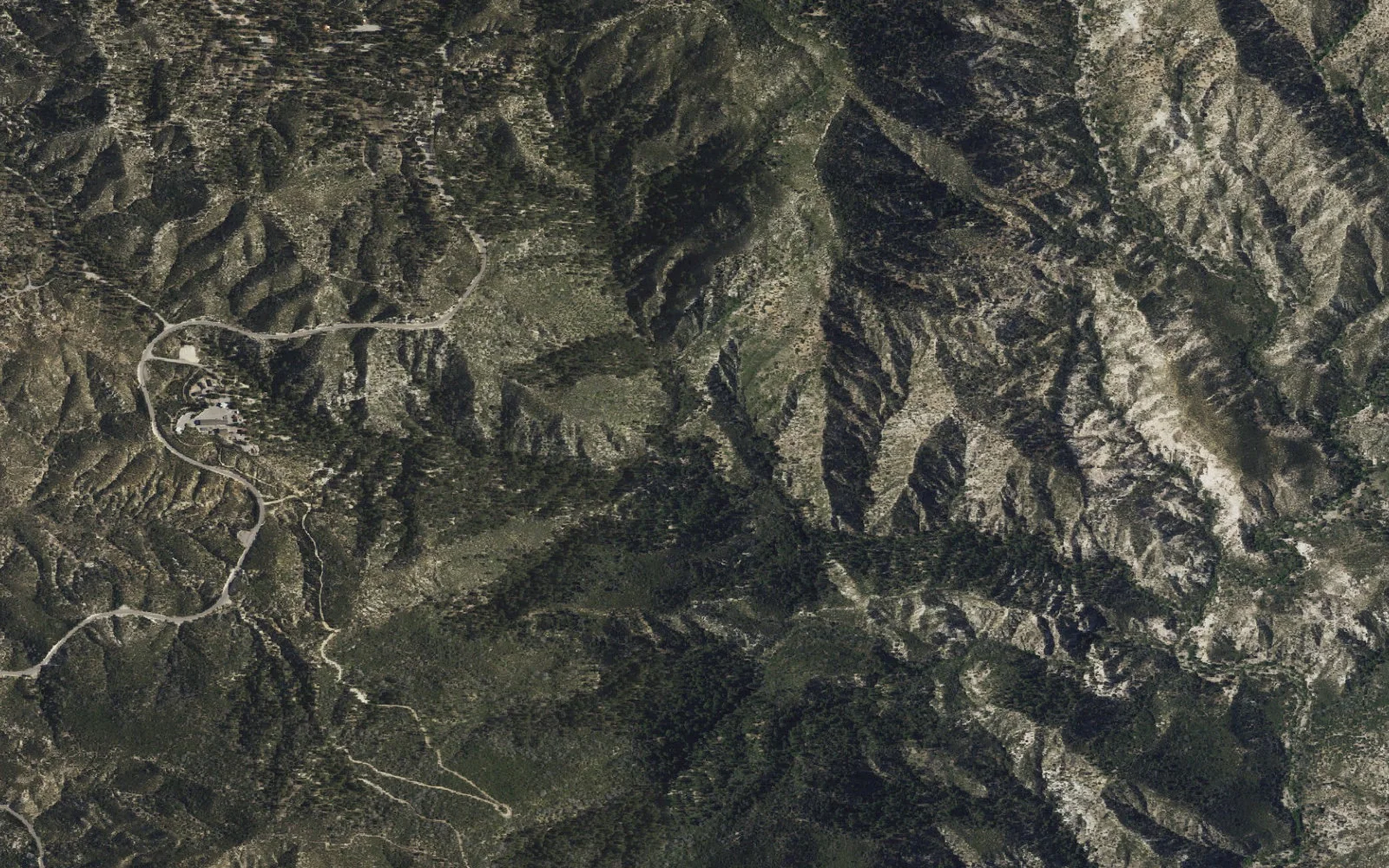 Aerial view centered on Devils Canyon Upper Backcountry Zone camp area