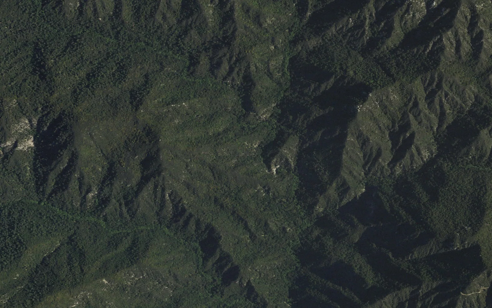Aerial view centered on Gabrielino Central Backcountry Zone camp area