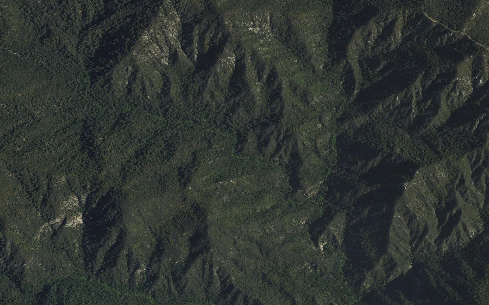 Aerial view centered on Gabrielino Upper Backcountry Zone camp area